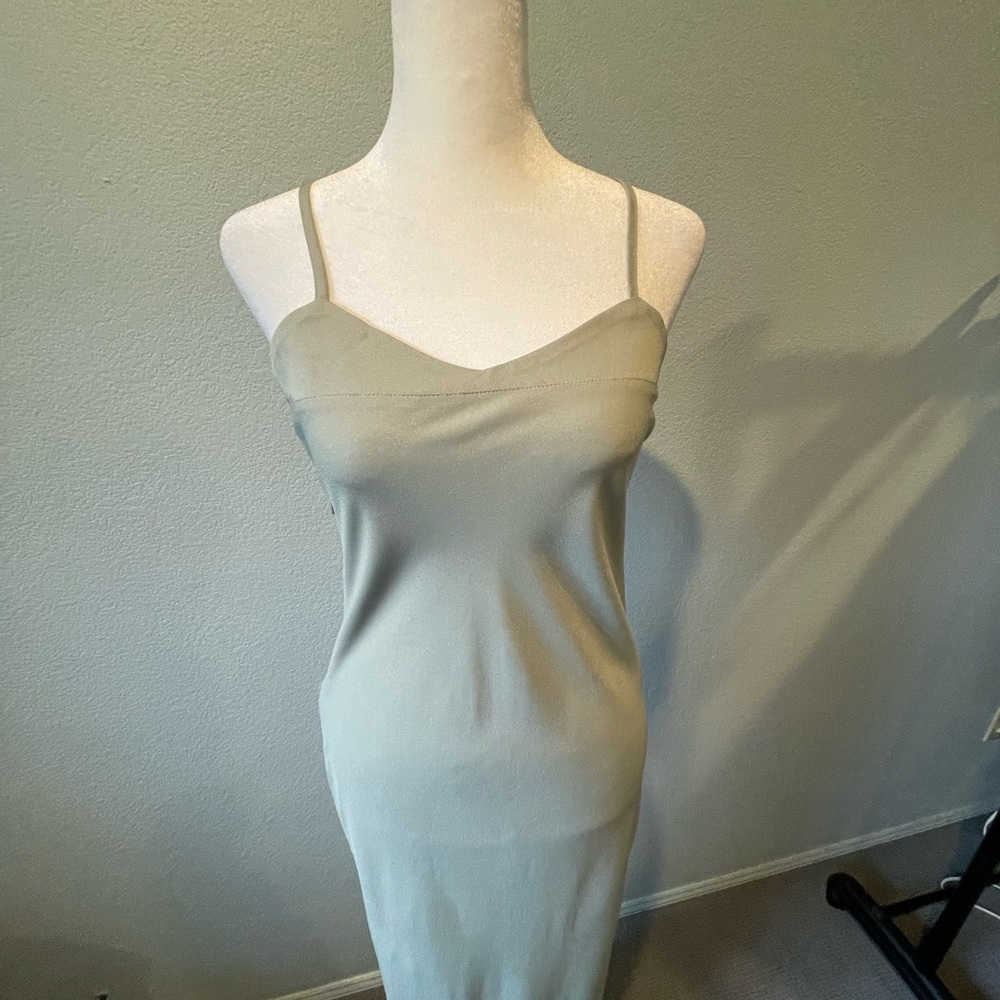 Elegant sage green Spaghetti Strap Dress
